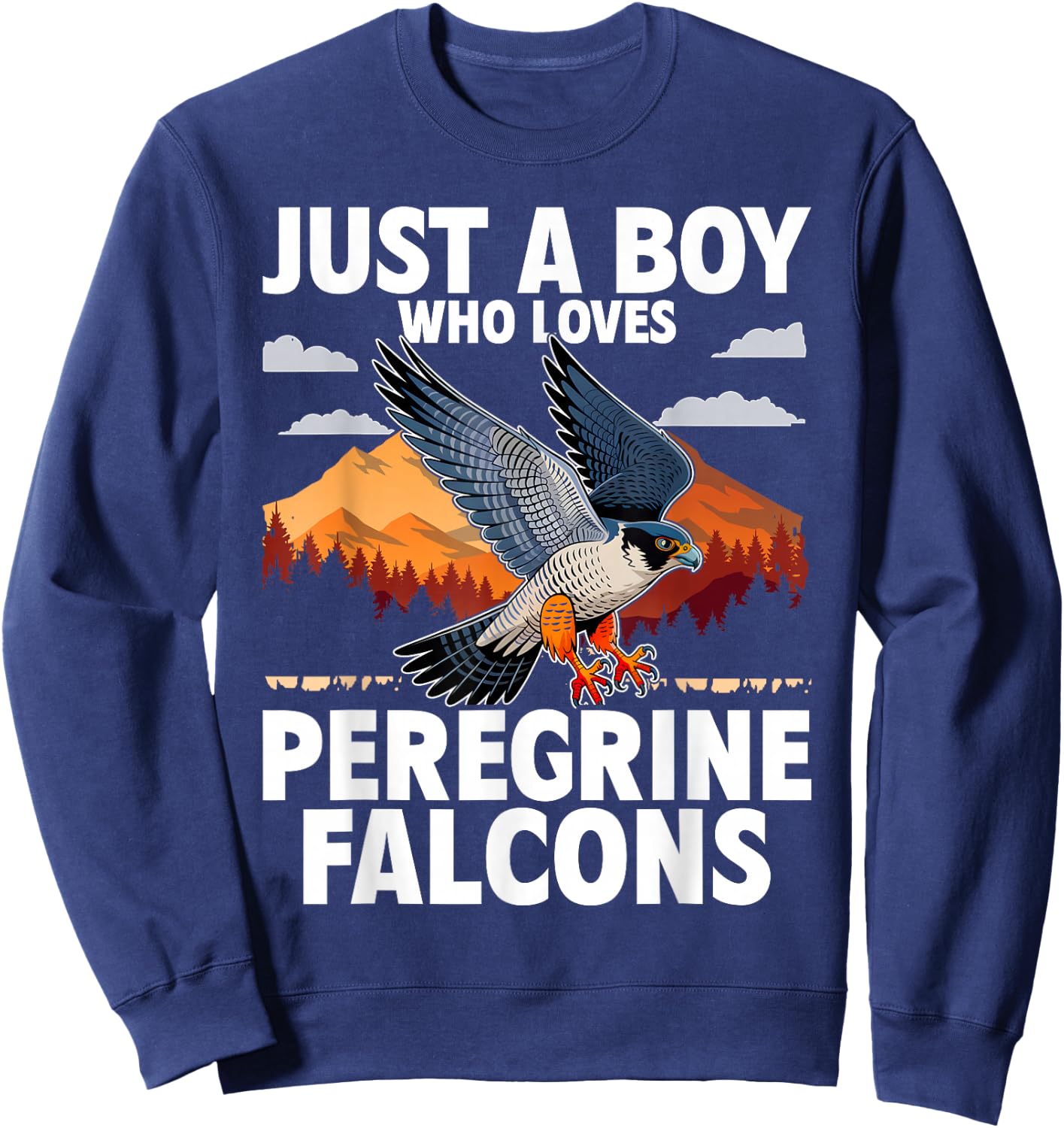Just A Boy Who Loves Peregrine Falcons Birds Sweatshirt - Sweatshirt | Navy
