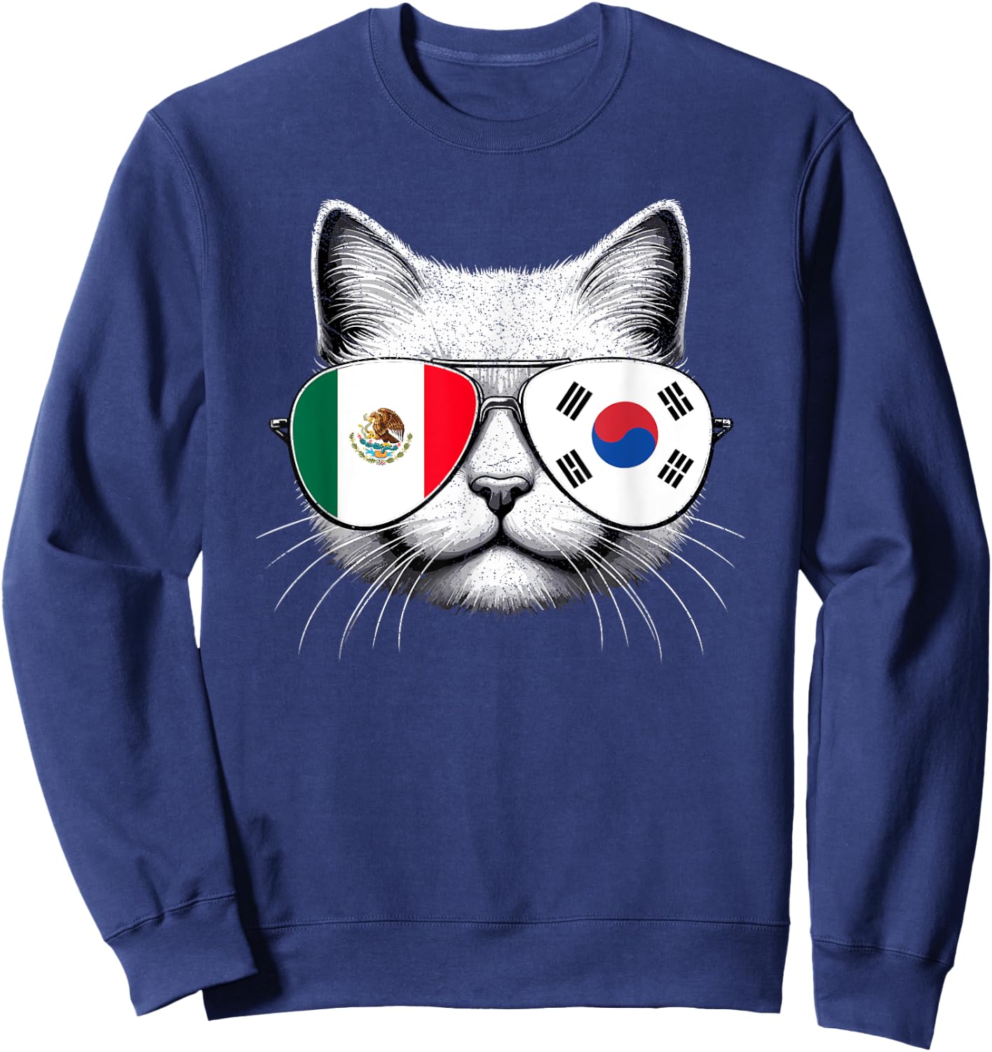 Mexican Korean Flag Funny Cat Mexico South Korea Sweatshirt - Sweatshirt | Navy