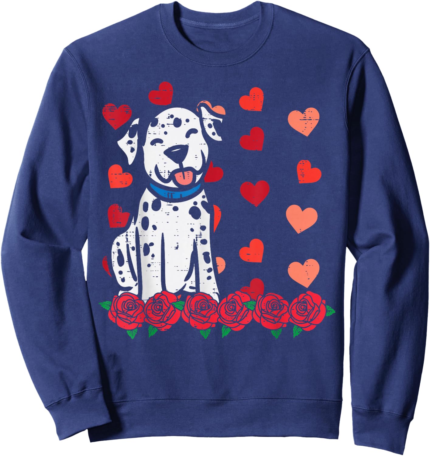 Valentines Day Dalmatian Dog Cute Men Women Kids Toddlers Sweatshirt - Sweatshirt | Navy