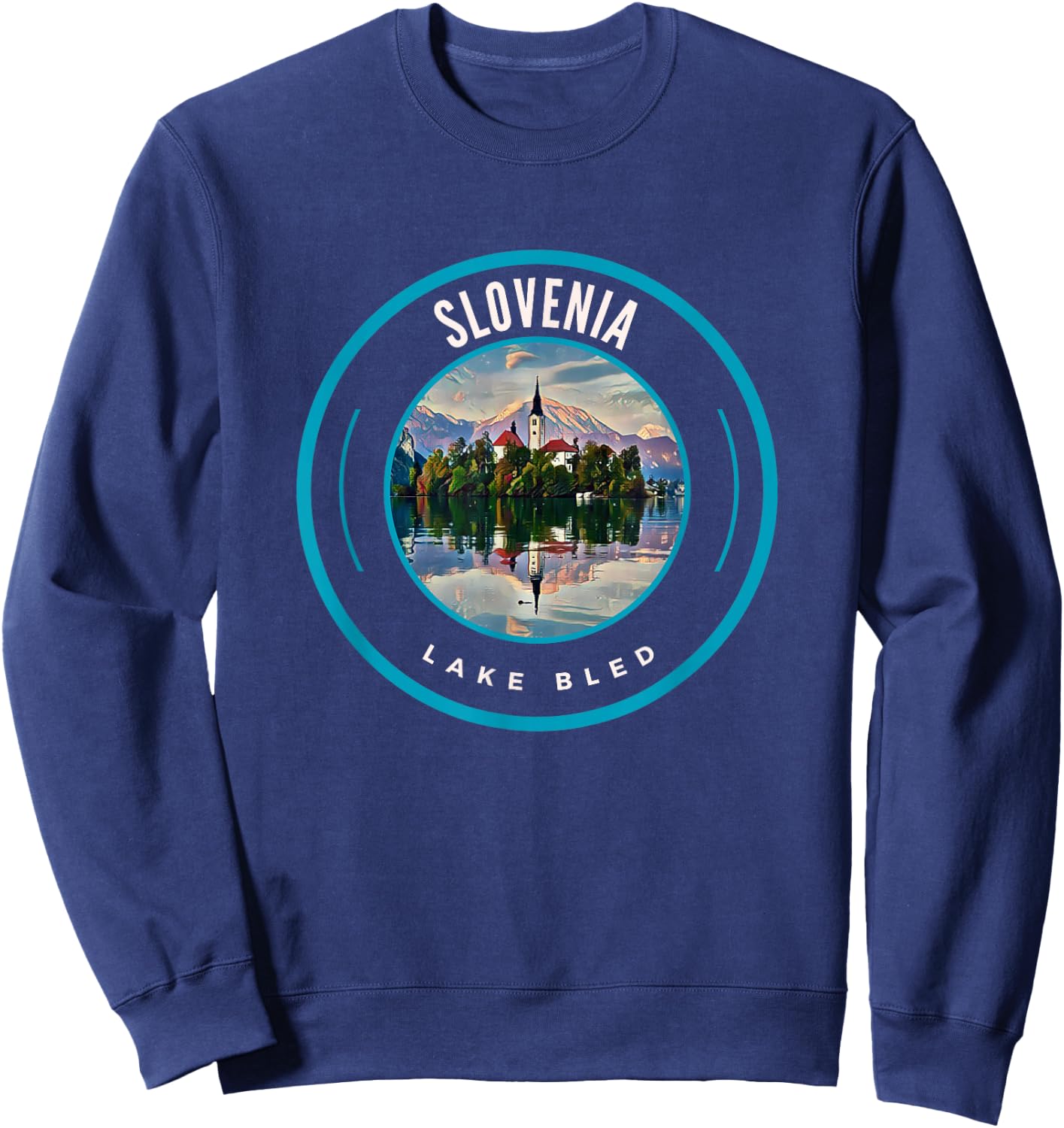 Lake Bled Slovenia Alps | Slovenian Tops, & Gear Items Sweatshirt - Sweatshirt | Navy