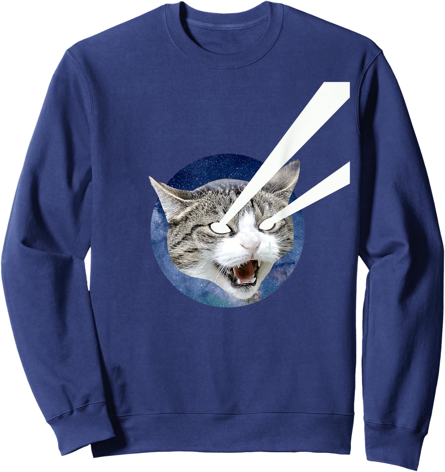 Space Cat Laser Beam Design Cat Lover Shirt Women Girls Kids Sweatshirt - Sweatshirt | Navy