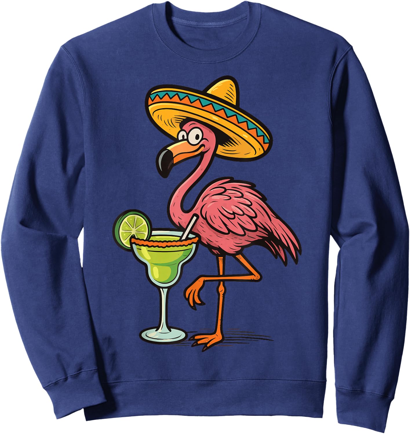 Flamingo Margarita Cinco De Mayo Sweatshirt - Sweatshirt | Navy