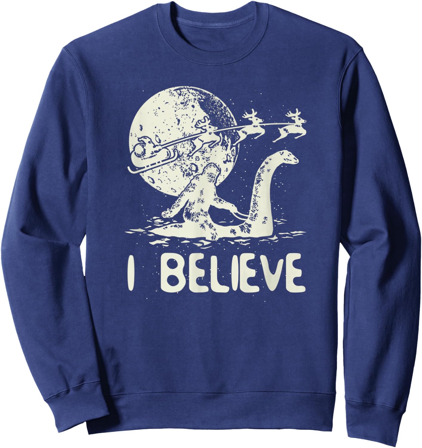 I Believe in Bigfoot Sasquatch Yeti and Santa Claus Sweatshirt - Sweatshirt | Navy