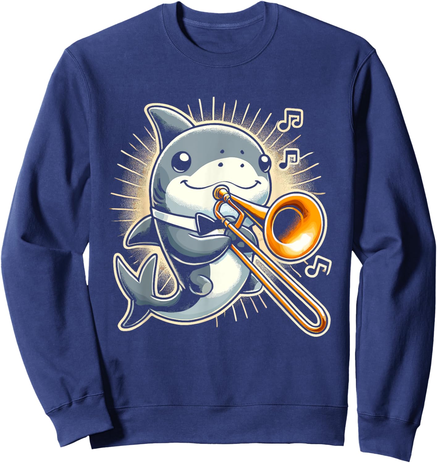 Shark Trombone Player Sweatshirt - Sweatshirt | Navy