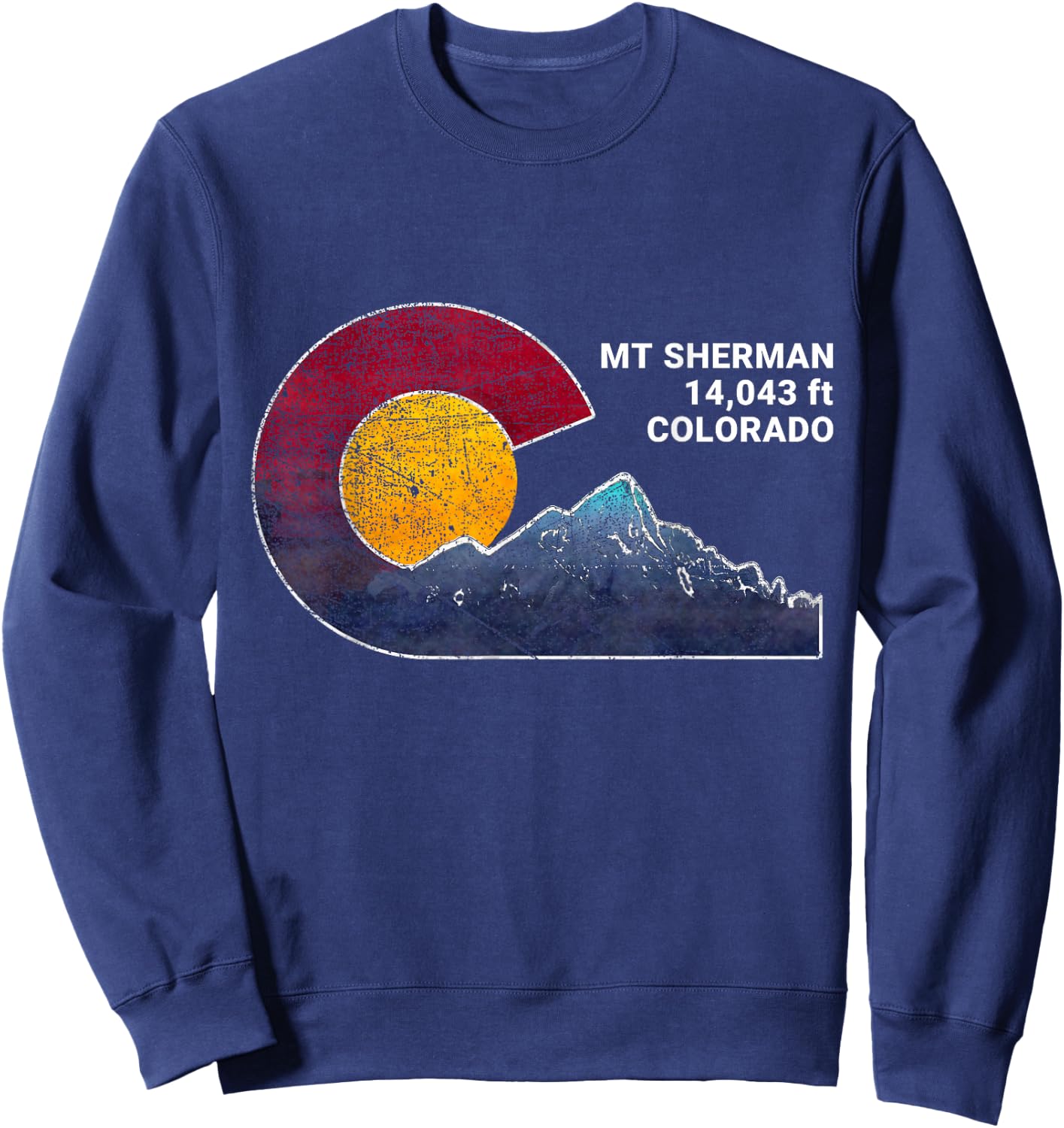 Mount Sherman Colorado Flag Inspired Sweatshirt - Sweatshirt | Navy