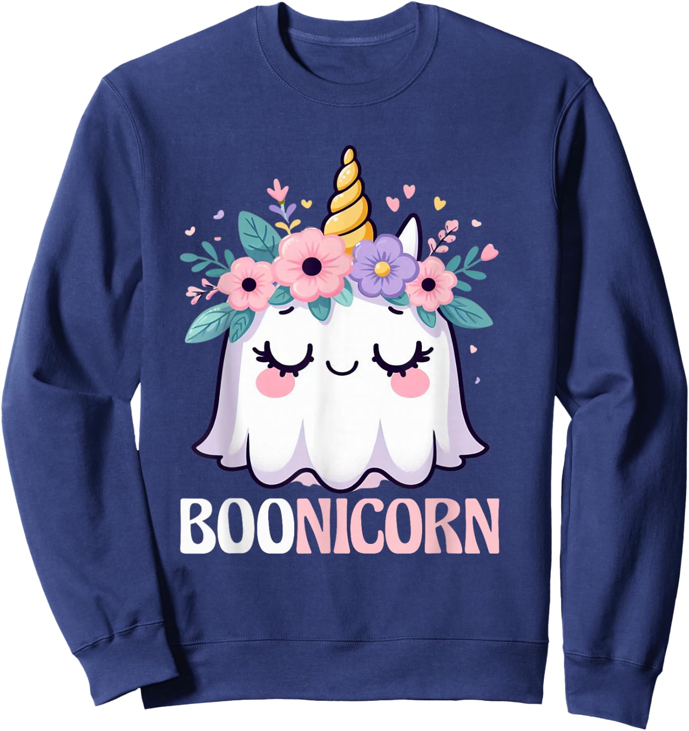 Boonicorn Unicorn Ghost, Unicorn Halloween for Girls Sweatshirt - Sweatshirt | Navy