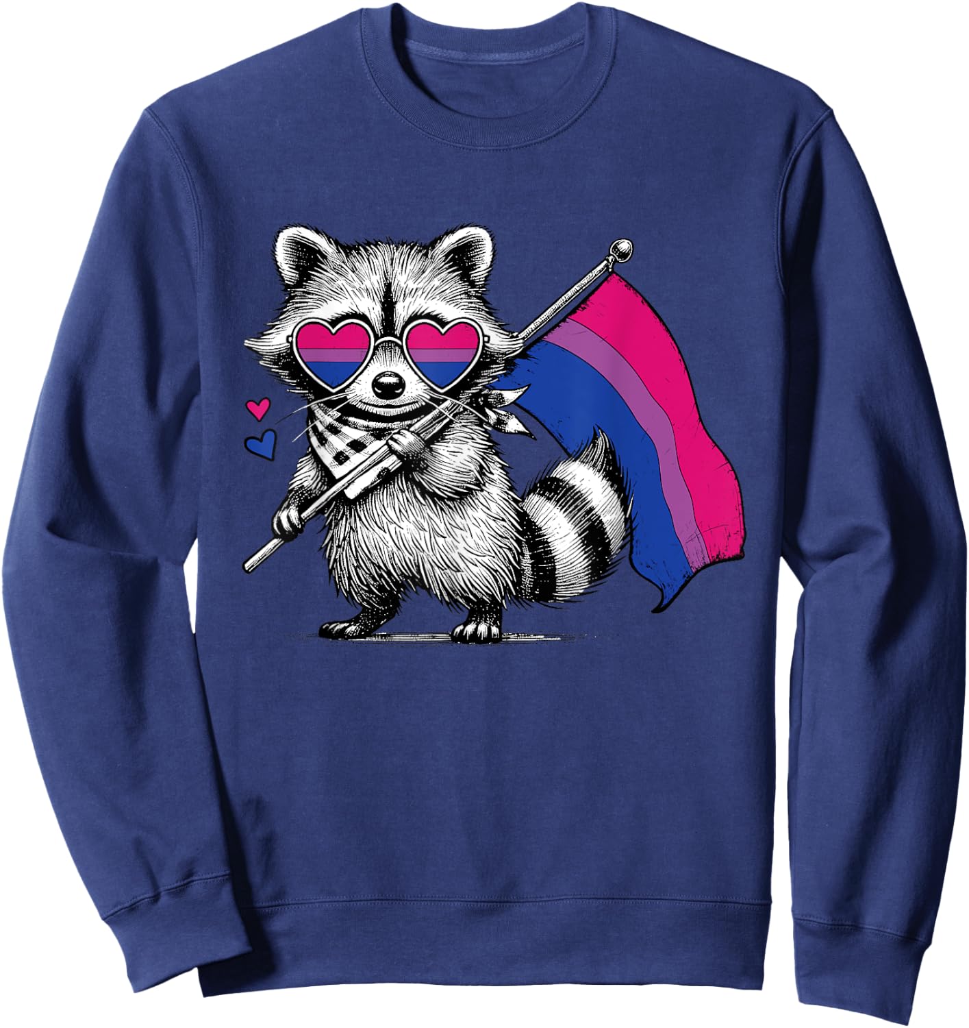 Funny Cute Raccoon Flag Bisexual Brainbow LGBT Pride Month Sweatshirt - Sweatshirt | Navy