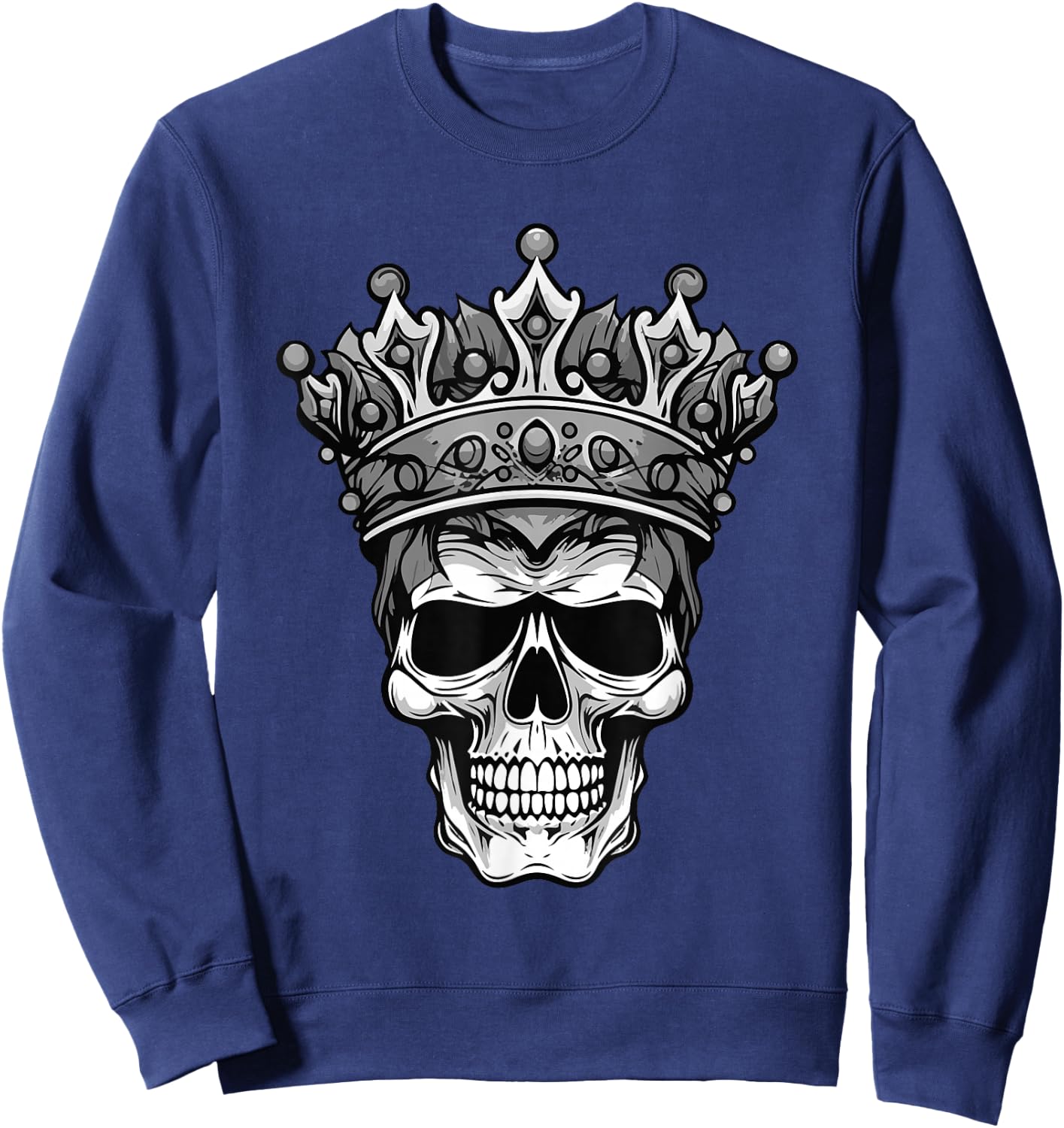 King Skull Head Crown Portrait Sweatshirt - Sweatshirt | Navy