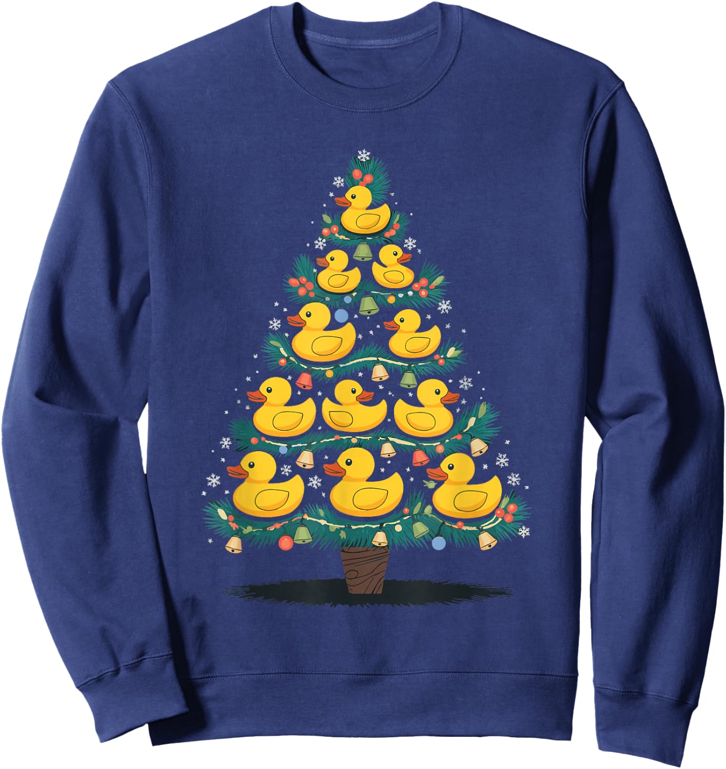 Rubber Duck Christmas Tree - -Adults, -Kids - Black - Small - Short Sleeve Sweatshirt - Sweatshirt | Navy