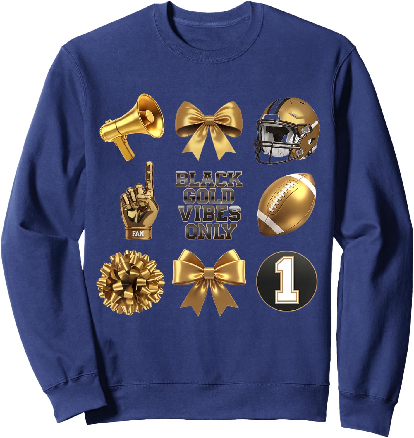 Gold Black Game Day Vibes Only Cheer Sweatshirt - Sweatshirt | Navy