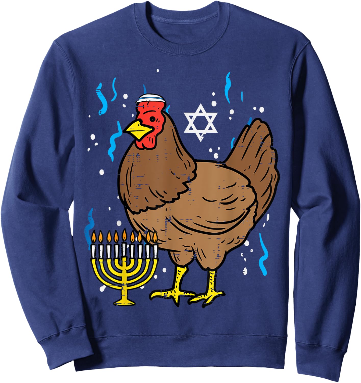 Hanukkah Chicken Chanukah Jewish Farm Farmer Men Women Kids Sweatshirt - Sweatshirt | Navy