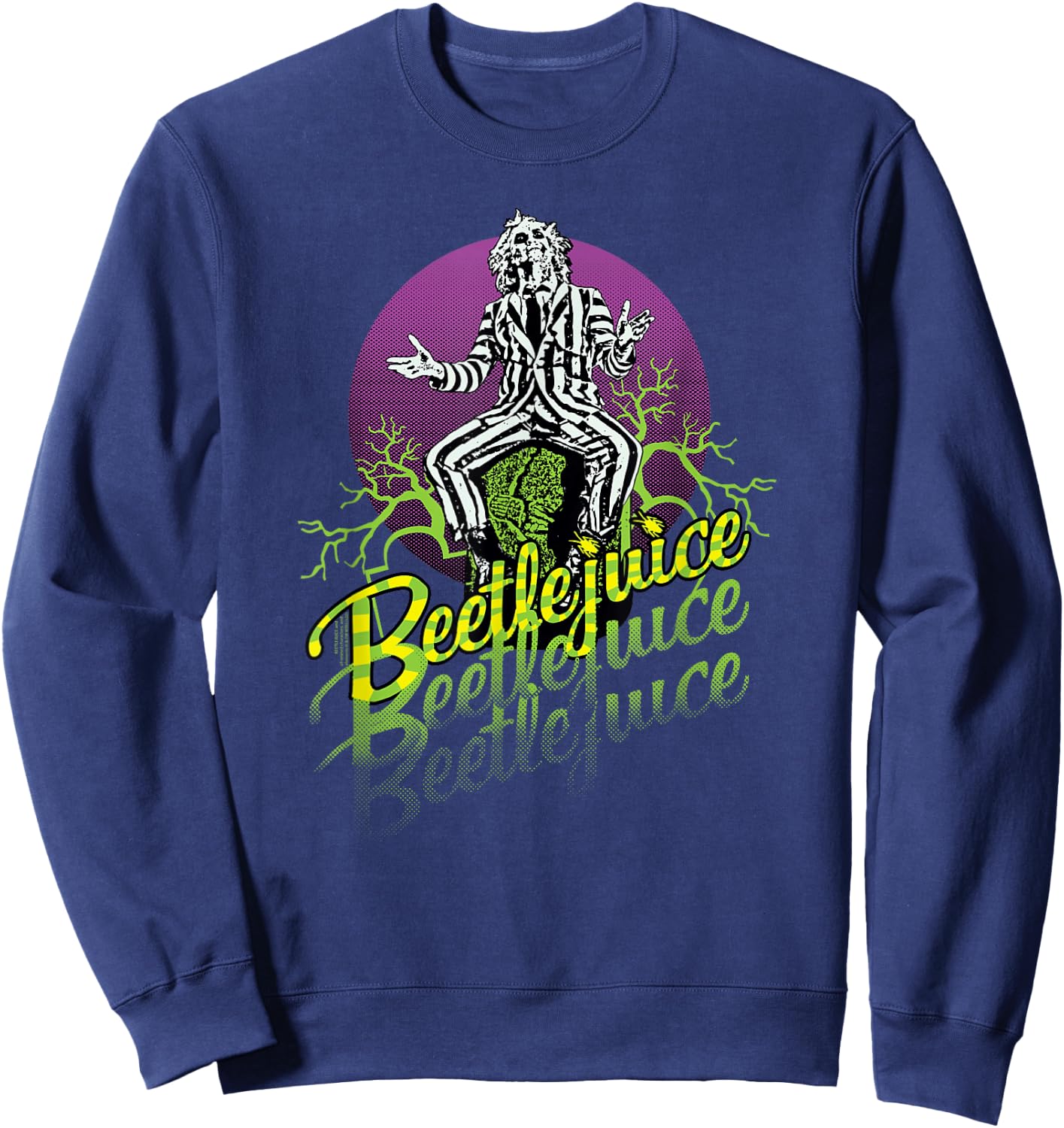 Beetlejuice Purple Circle , black, s Sweatshirt - Sweatshirt | Navy