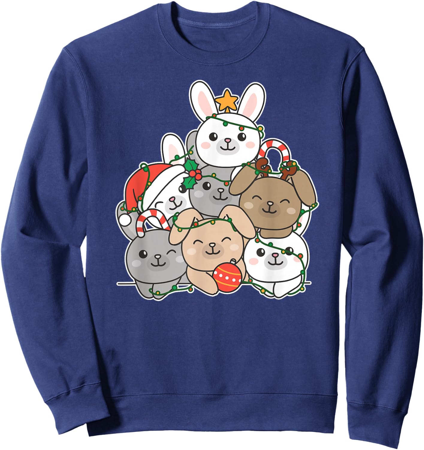 Bunny Christmas Tree Funny Animal Christmas Sweatshirt - Sweatshirt | Navy