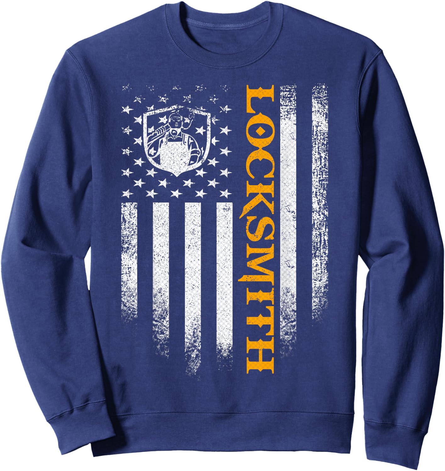 Vintage USA Locksmith American Flag Patriotic Funny Gift Sweatshirt - Sweatshirt | Navy