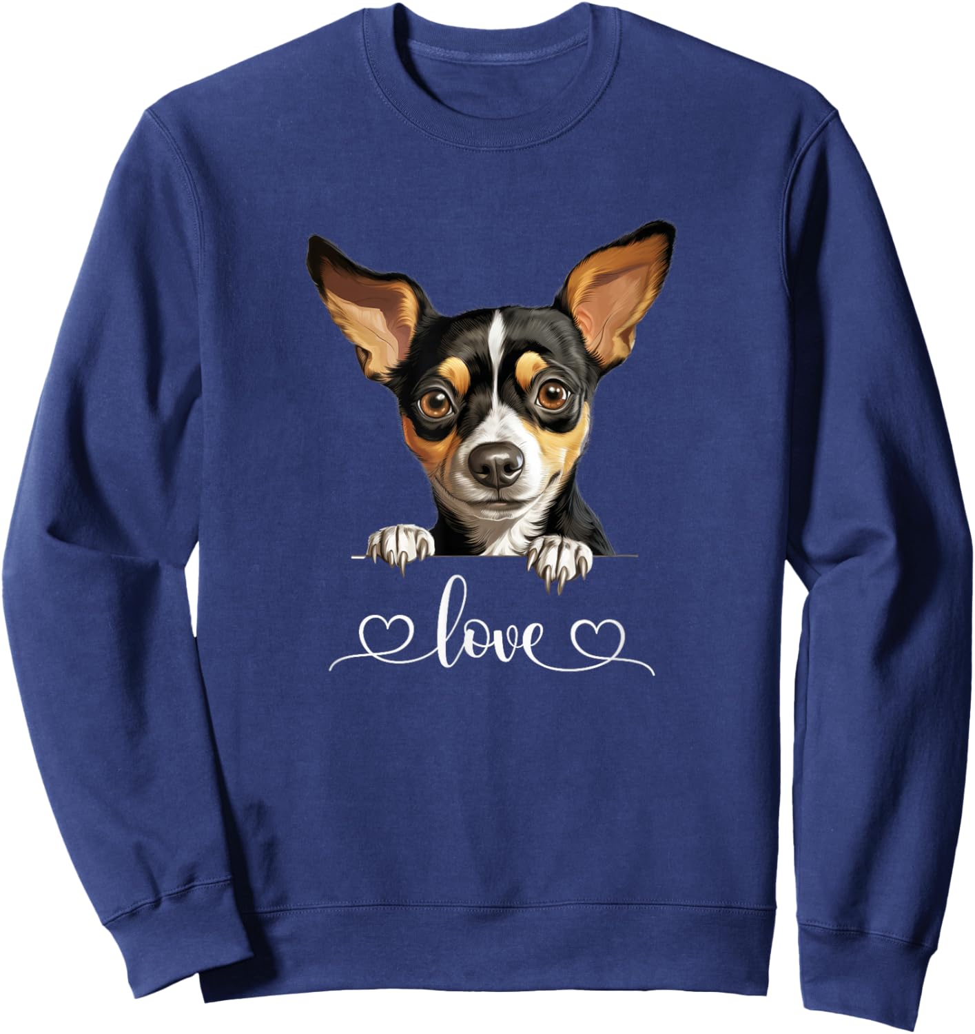 Cute Dog Graphic Love Puppy Rat Terrier Dog Sweatshirt - Sweatshirt | Navy