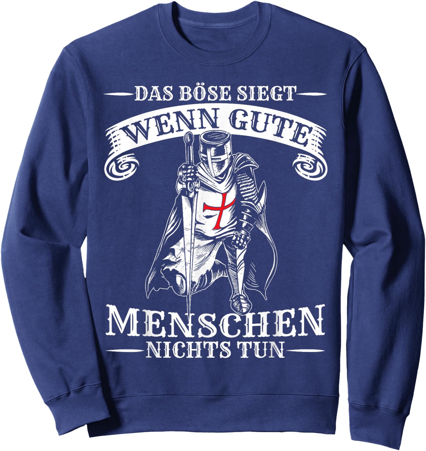 Men's Templar Knight Lover Hobby Medieval Knight , black Sweatshirt - Sweatshirt | Navy