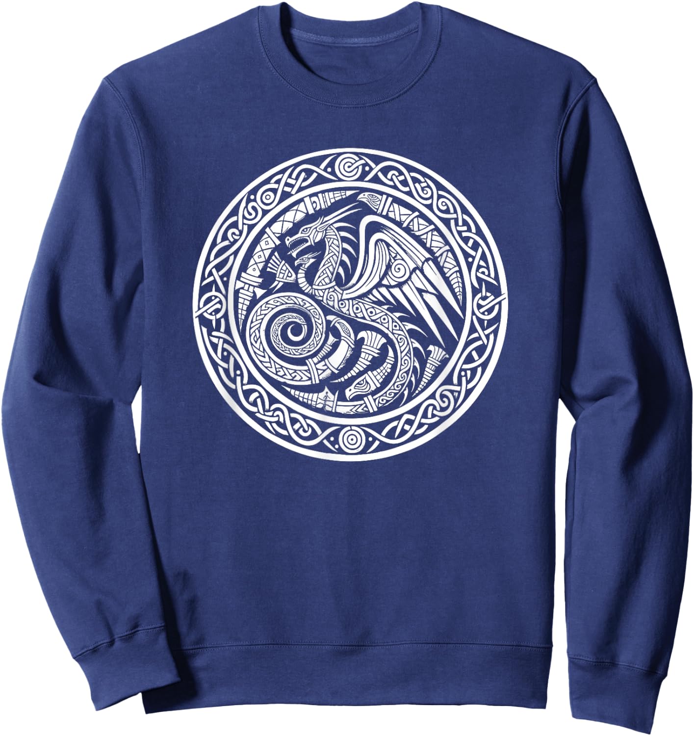 Viking Dragon Celtic Knot Pattern Viking Valhalla Sweatshirt - Sweatshirt | Navy