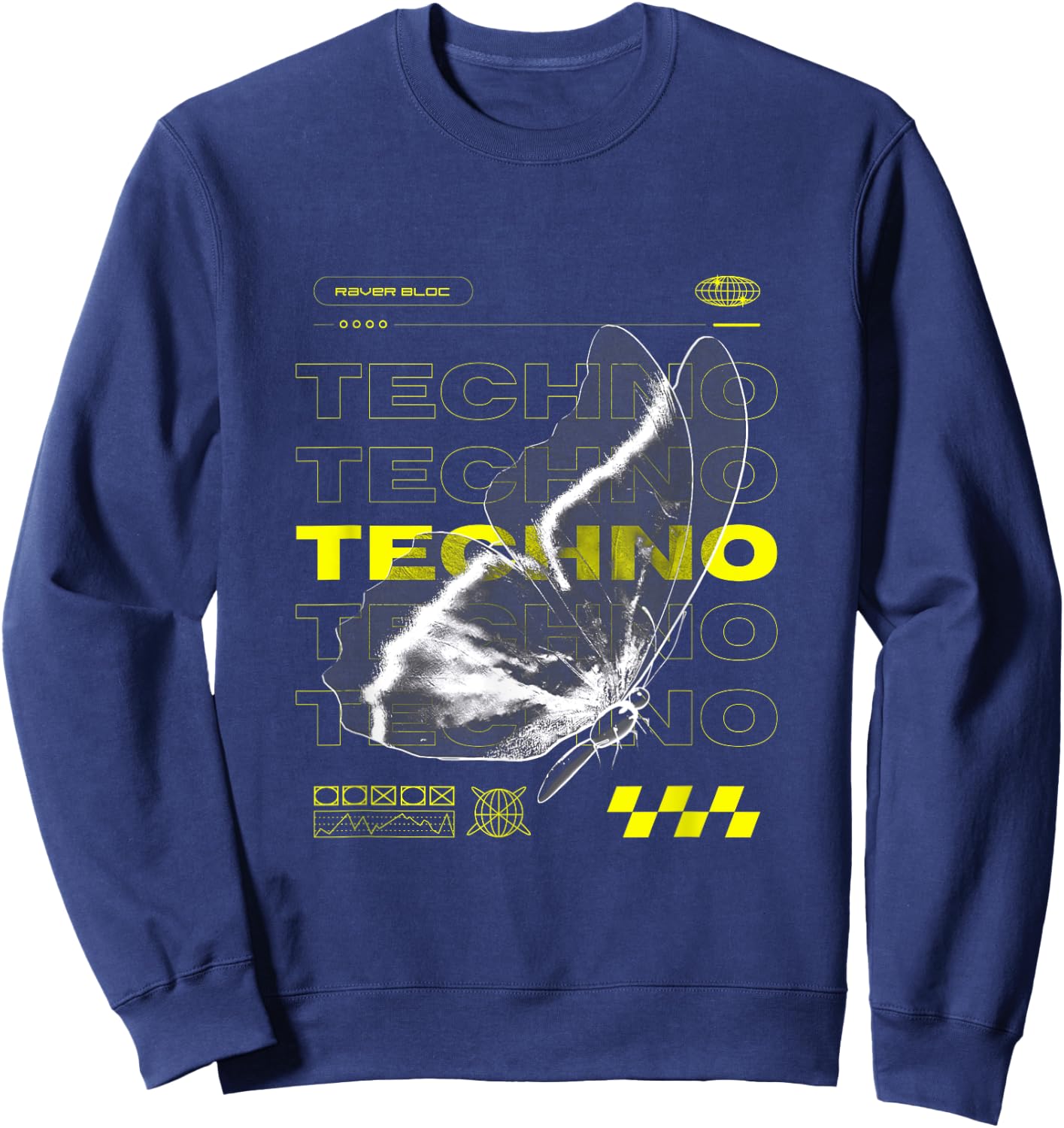 Techno Butterfly Rave , black Sweatshirt - Sweatshirt | Navy