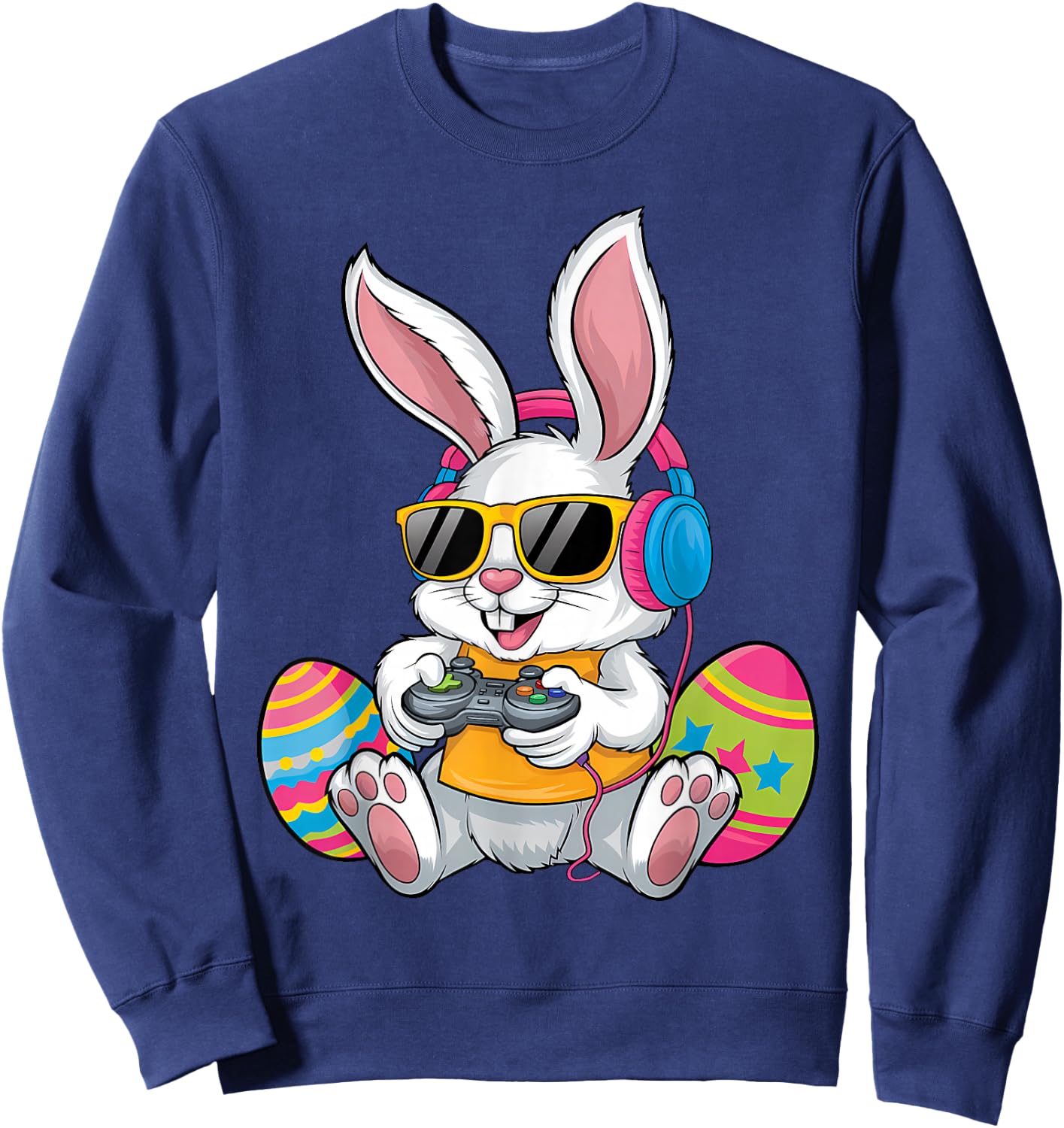 Easter Day Rabbit Gamer Funny Video Games Boys Kids Bunny Sweatshirt - Sweatshirt | Navy