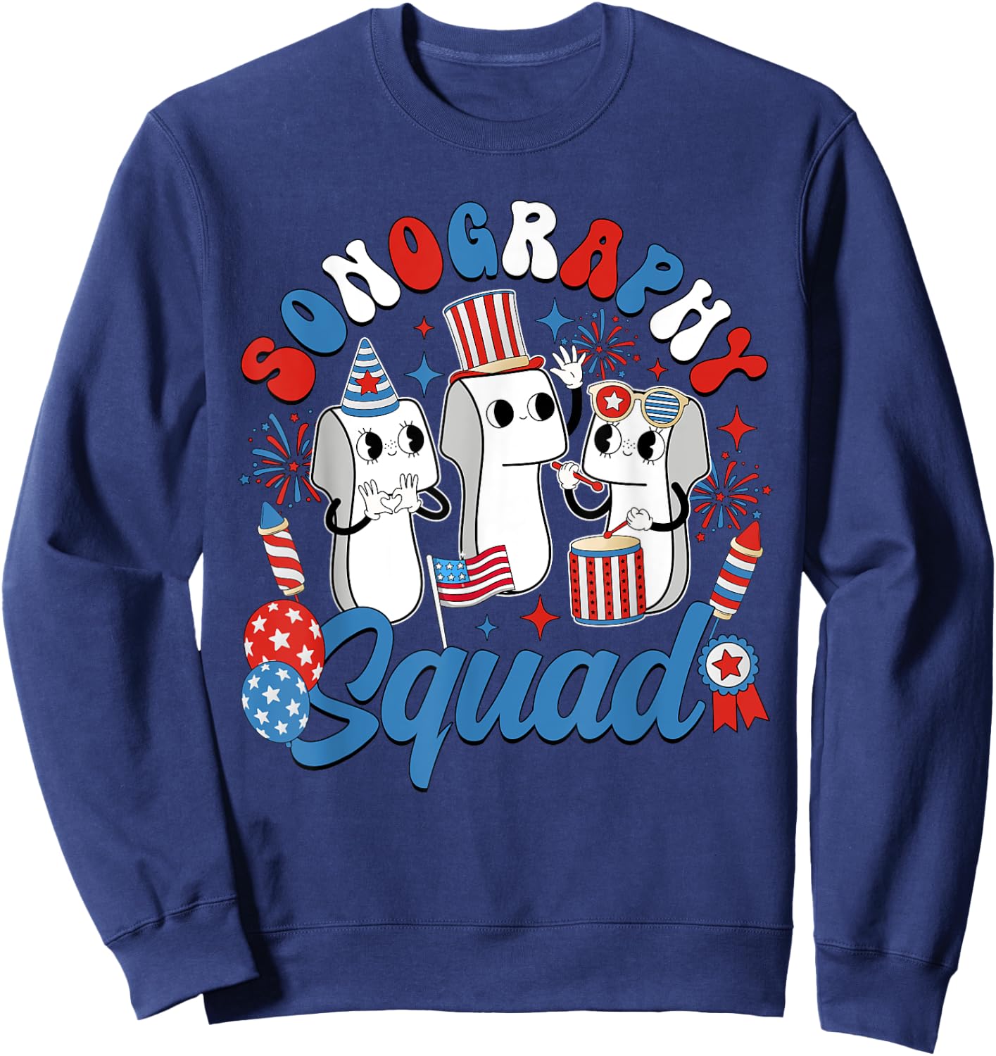 Sonography Squad Independence Day Ultrasound Tech Sweatshirt - Sweatshirt | Navy