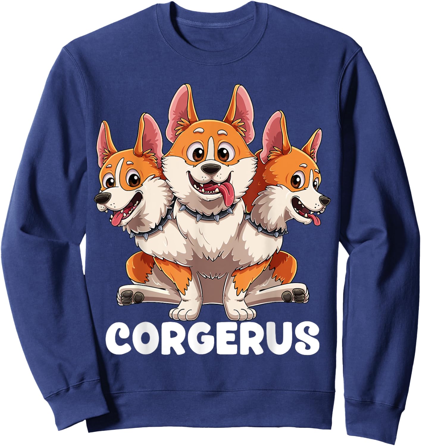 Corgerus Three Headed Corgi Dog Funny Greek Mythology Women Kids Sweatshirt - Sweatshirt | Navy