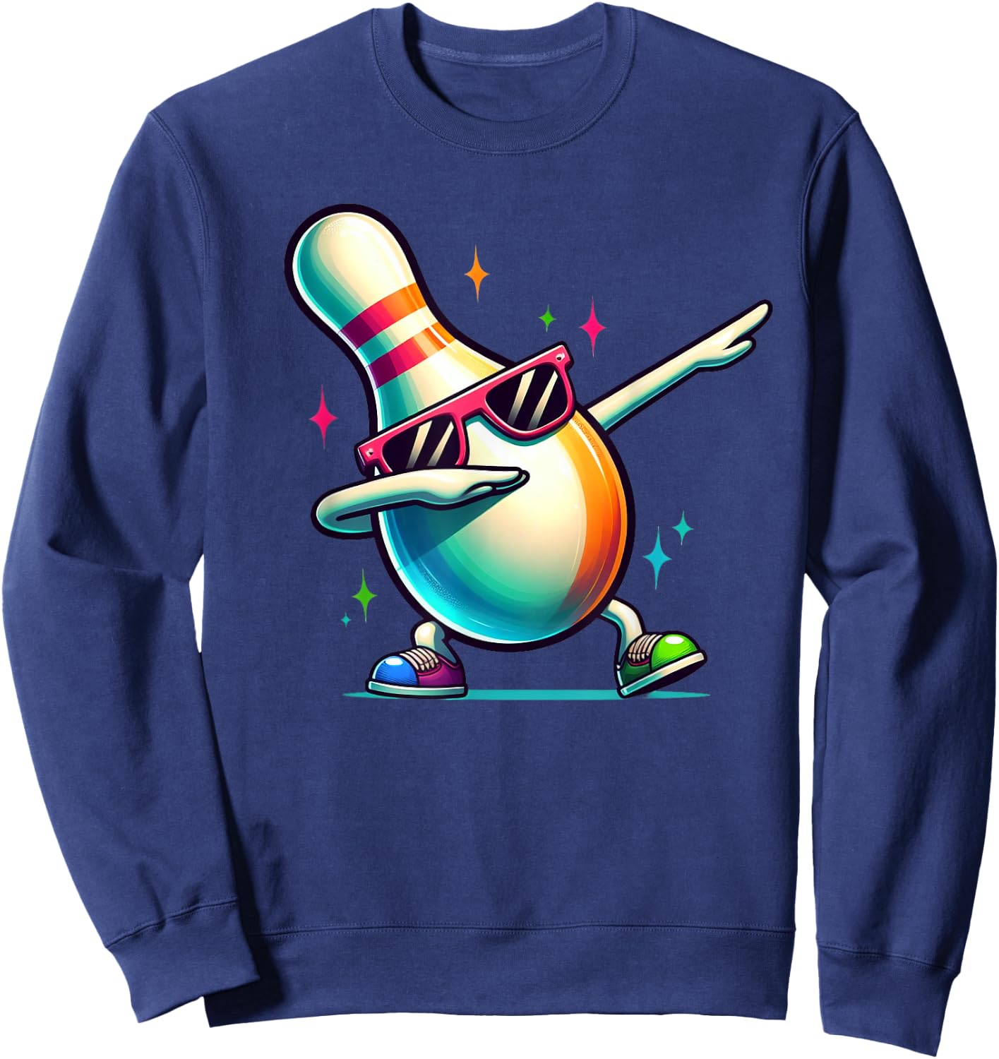 Bowling Pin Dabbing Sunglasses Bowler Player Kids Boys Men Sweatshirt - Sweatshirt | Navy