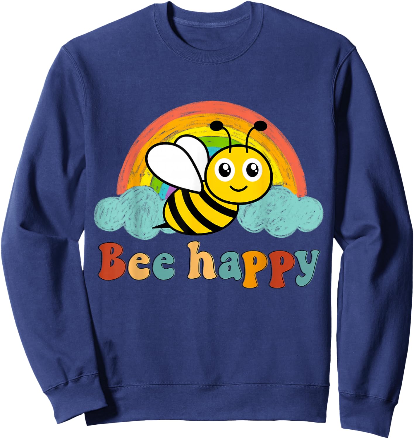Bee Happy Funny Motif with Cute Bee Queen , black, s Sweatshirt - Sweatshirt | Navy