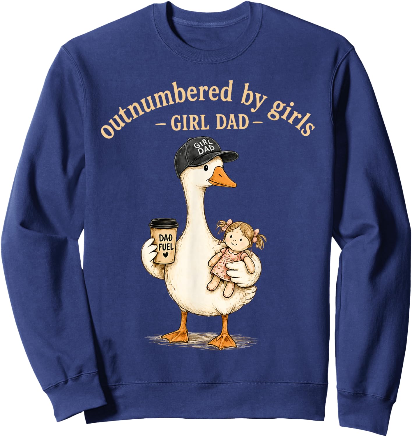 Outnumbered By Girls Girl Dad Sweatshirt - Sweatshirt | Navy