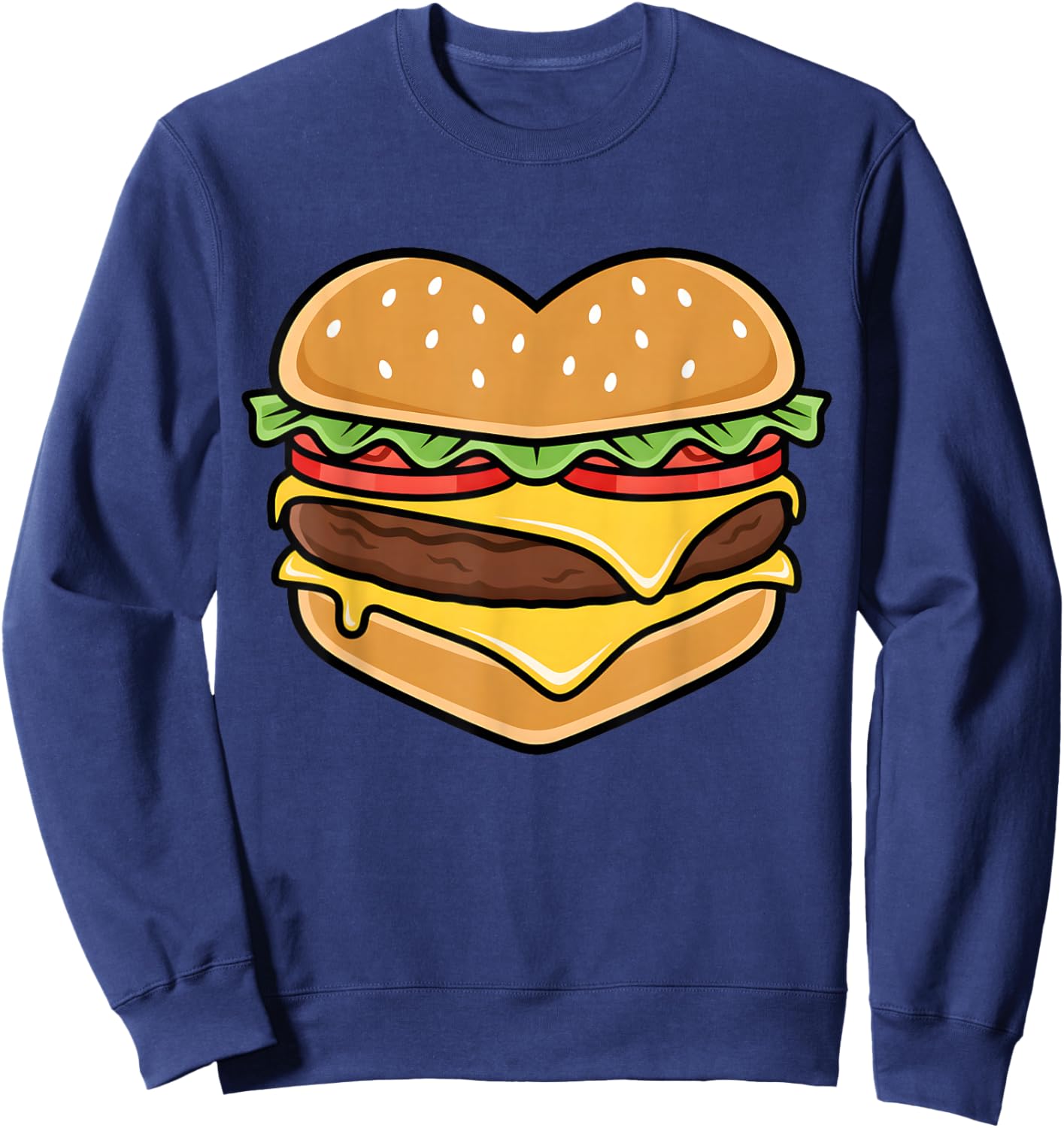 Heart Burger Valentines Funny Cute Women Sweatshirt - Sweatshirt | Navy