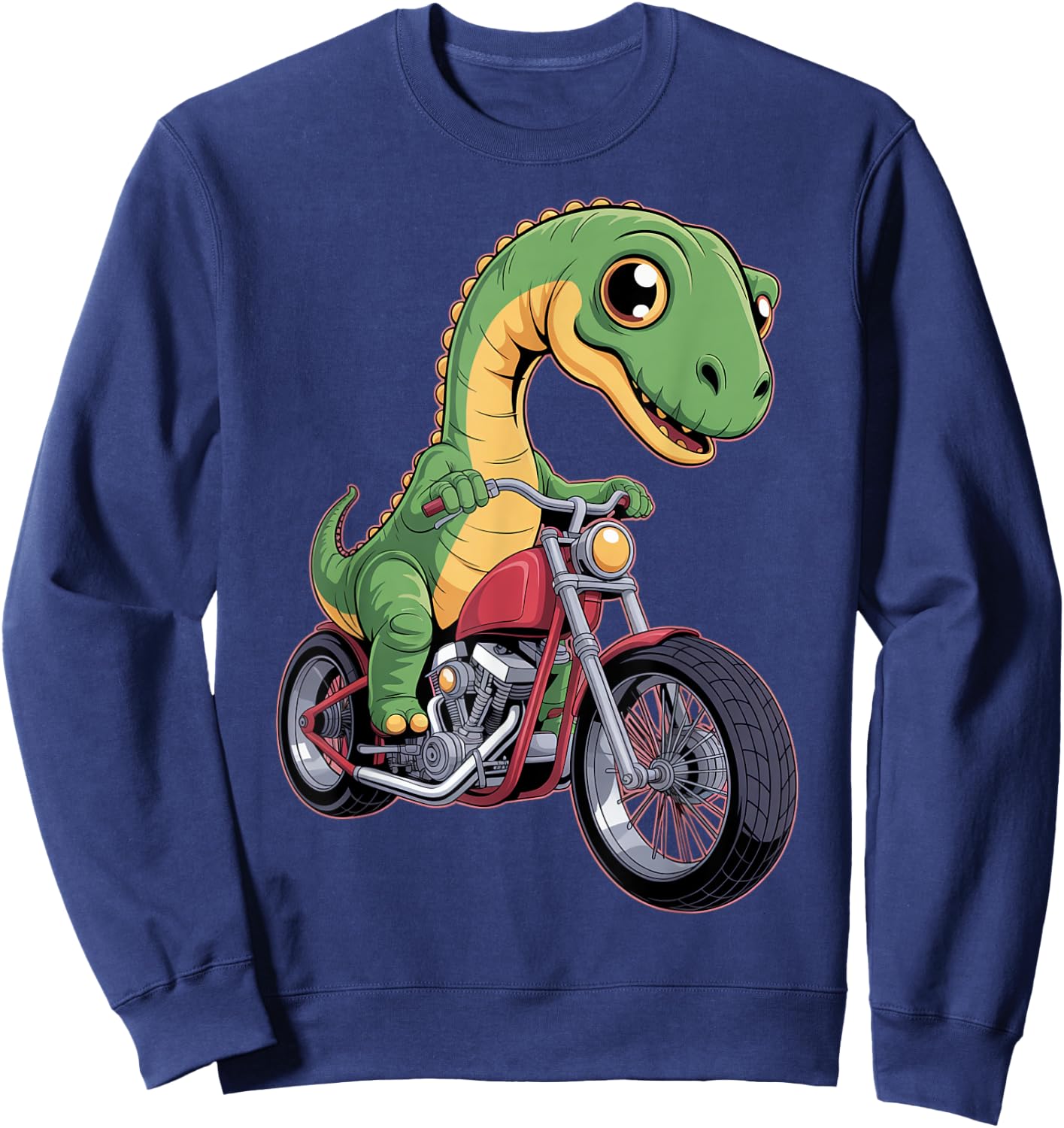 Vibrant Chibi Dinosaur Rider Sweatshirt - Sweatshirt | Navy