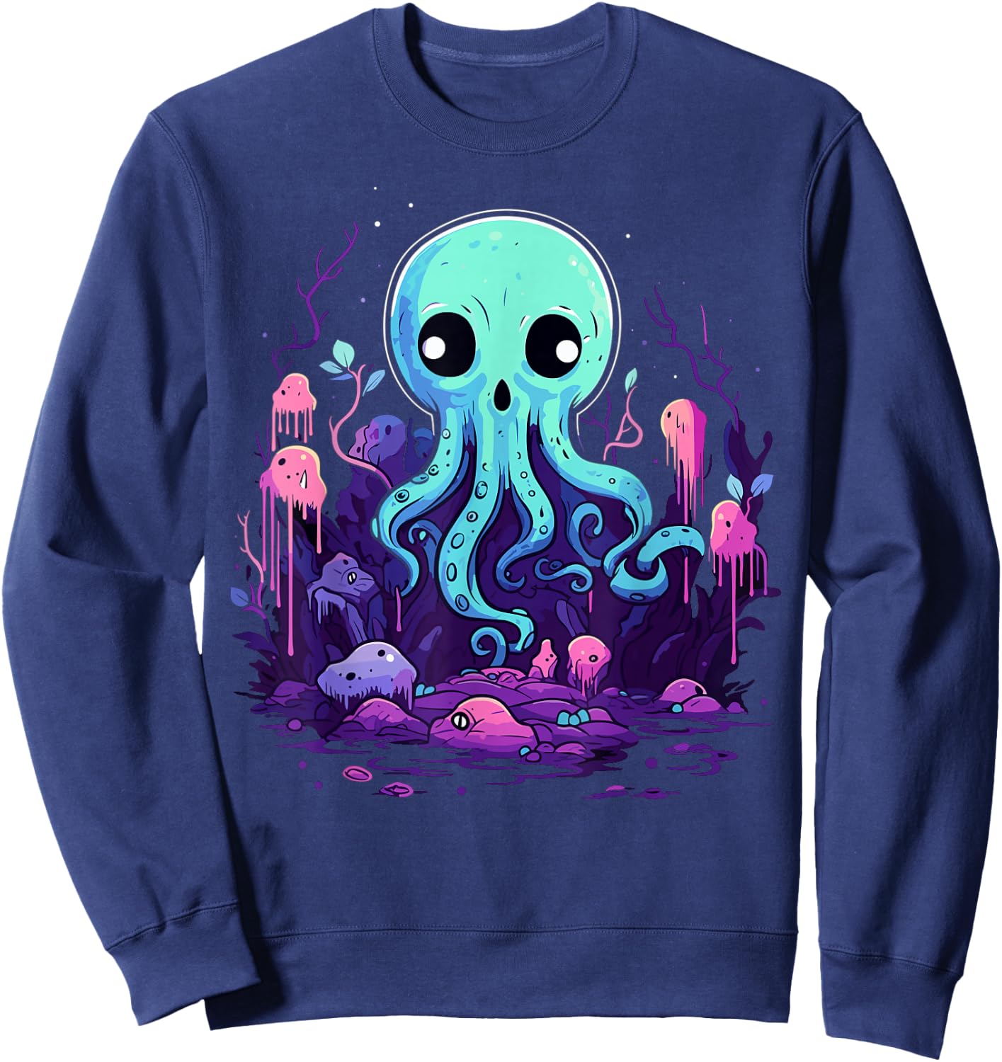 Pastel Goth Octopus Kawaii Cute Creepy Halloween Anime Sweatshirt - Sweatshirt | Navy