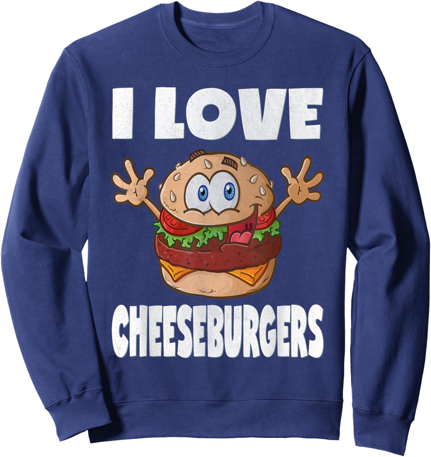 I Love Cheeseburgers Funny Cute Vintage Cheeseburger Sweatshirt - Sweatshirt | Navy