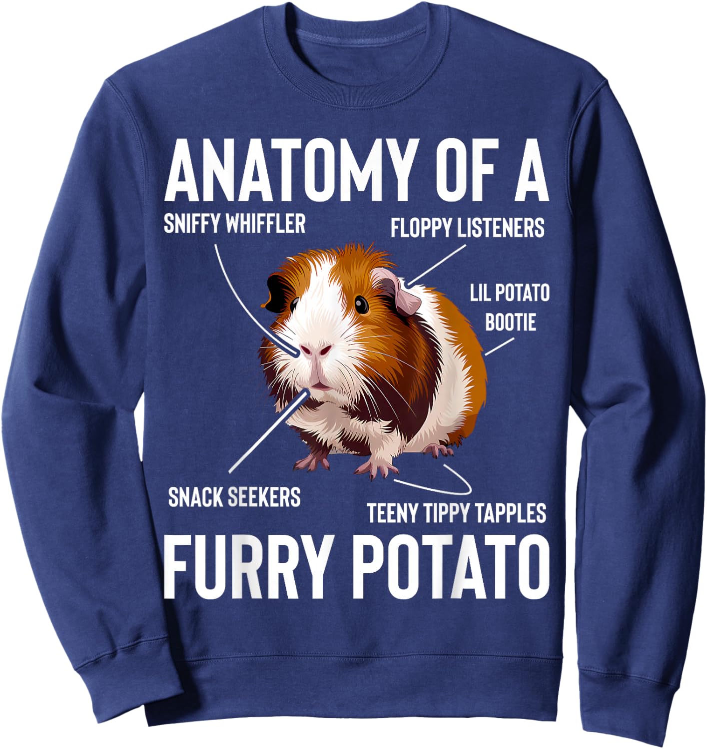 Guinea Pig Anatomy Of Furry Potato Funny Cavy Men Women Kids Sweatshirt - Sweatshirt | Navy