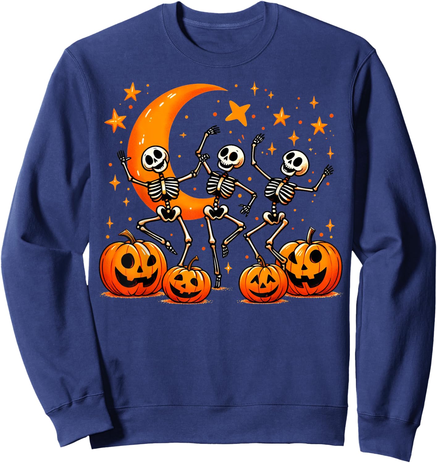 Happy Dancing Skeleton Halloween Pumpkin Women's Sweatshirt - Sweatshirt | Navy