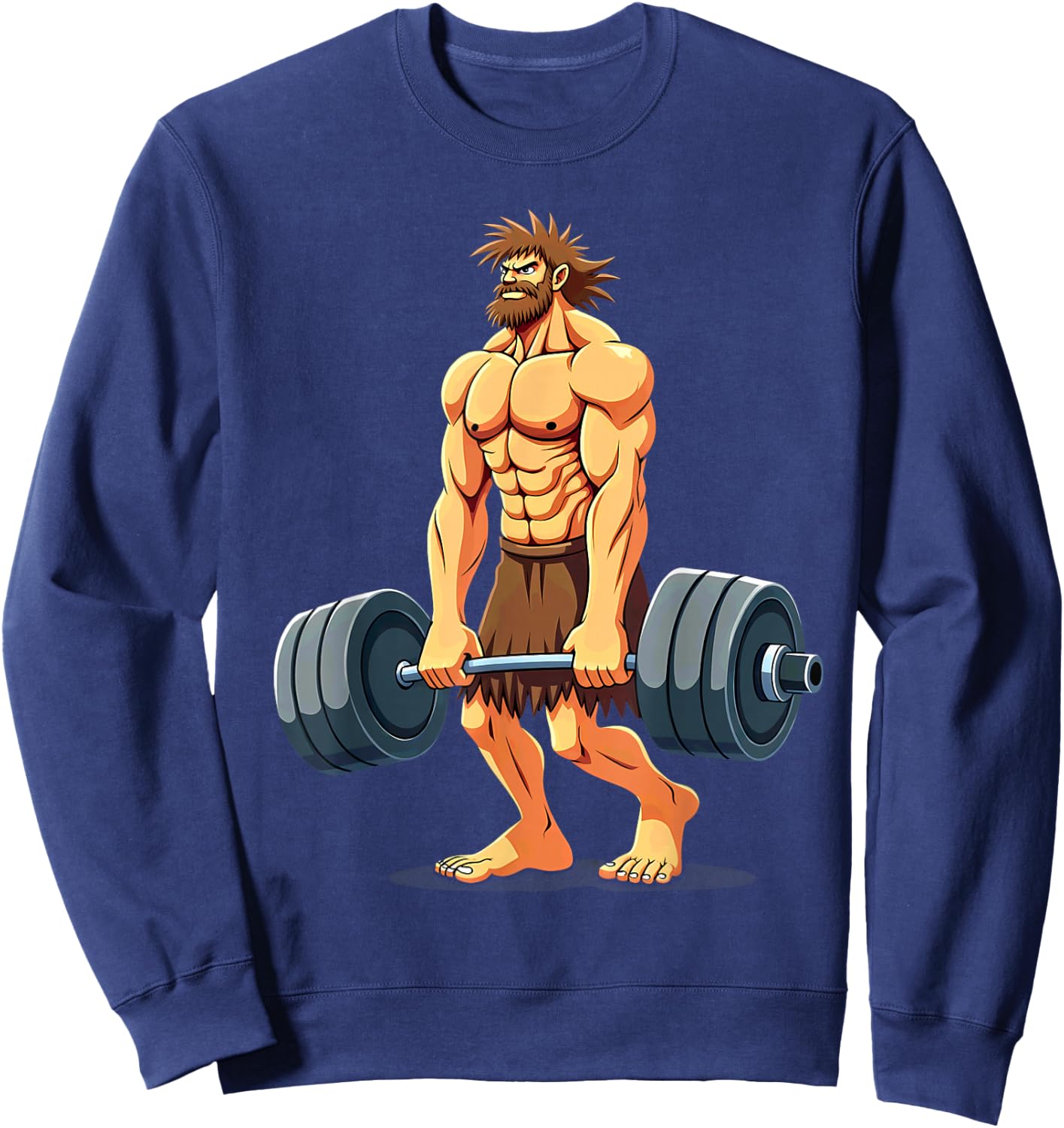 Workout Gym Caveman Deadlift Weightlifting Sweatshirt - Sweatshirt | Navy