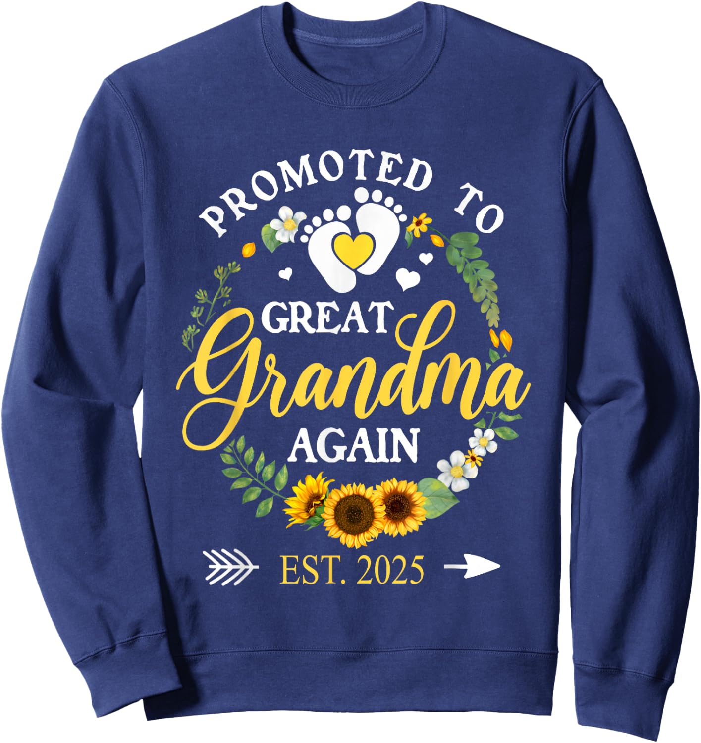 Promoted to Great Grandma Again 2025 Pregnancy Announcement Sweatshirt - Sweatshirt | Navy