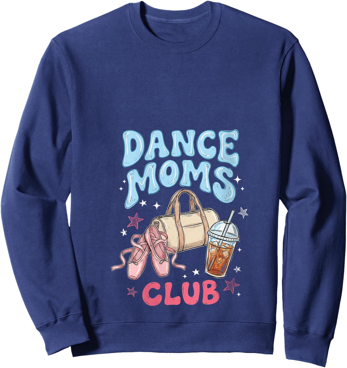 Women's Dance Moms Club Coquette Bow Mother's Day Dancing Mom Dancer V-Neck Sweatshirt - Sweatshirt | Navy