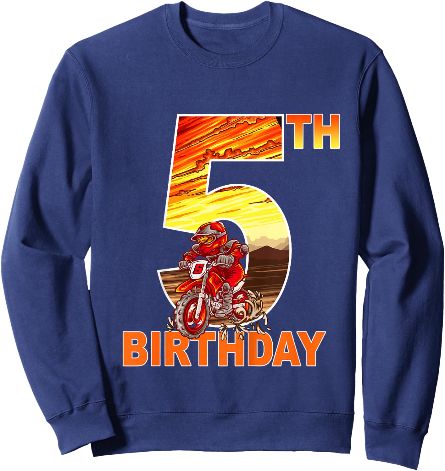 5 Year Old Dirt Bike Birthday Party Motocross MX 5th Sweatshirt - Sweatshirt | Navy