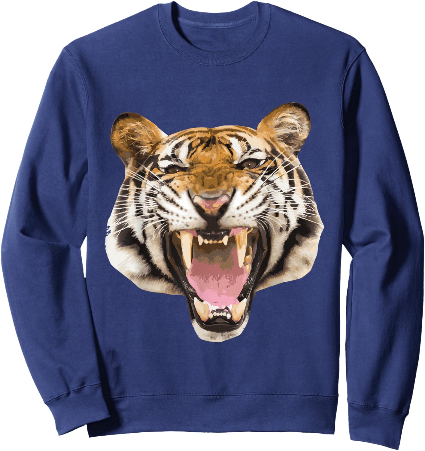 Realistic Tiger Roaring Face Animal Lovers Gift Small Sweatshirt - Sweatshirt | Navy