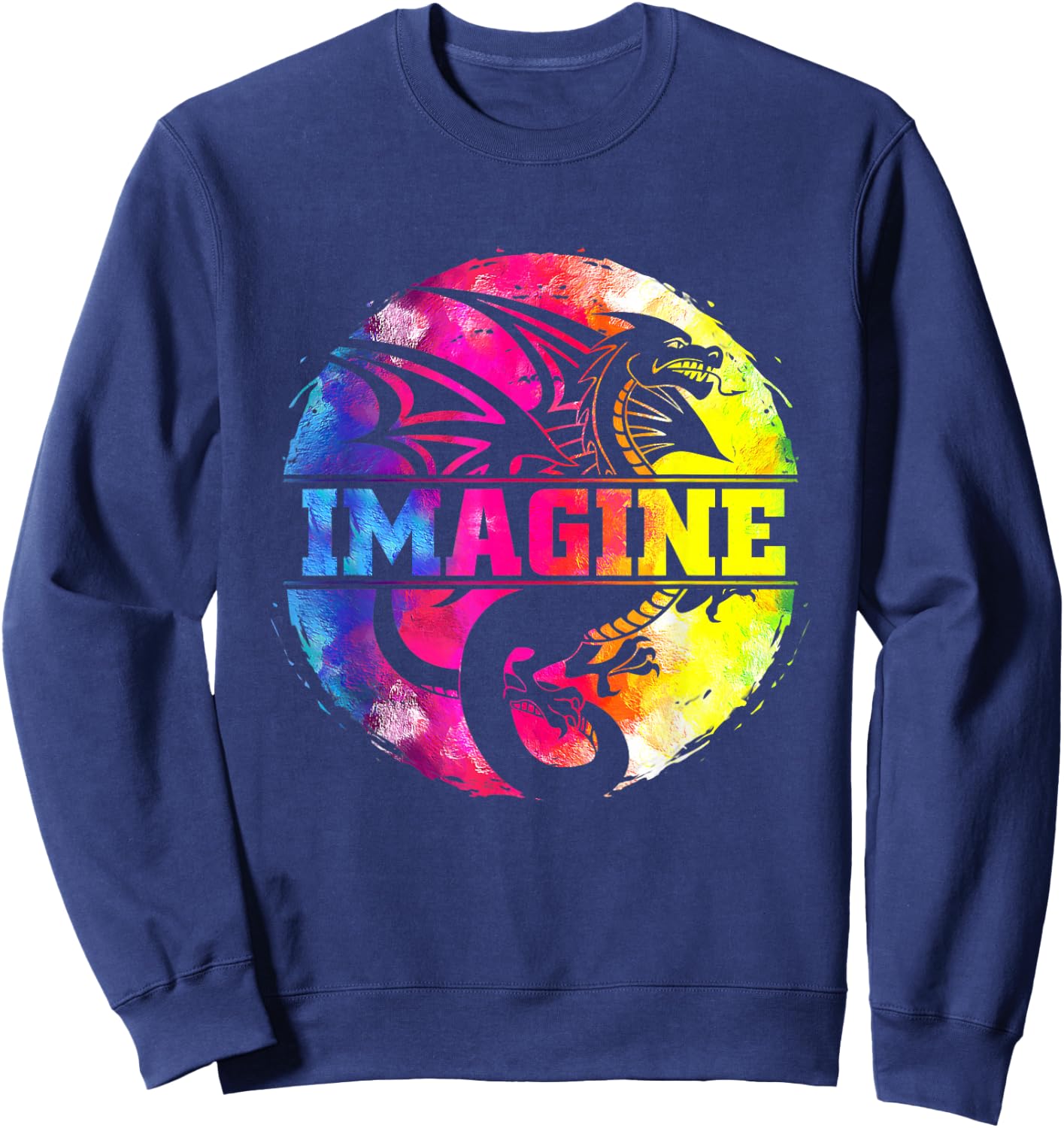 Imagine Fantasy Dragon Retro Tribal Sweatshirt - Sweatshirt | Navy