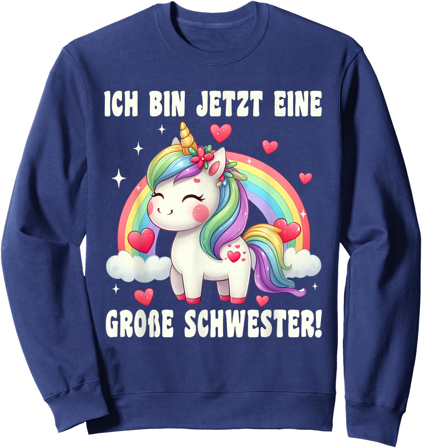 Big Sister Gifts Siblings Girls Birth Unicorn Sweatshirt - Sweatshirt | Navy