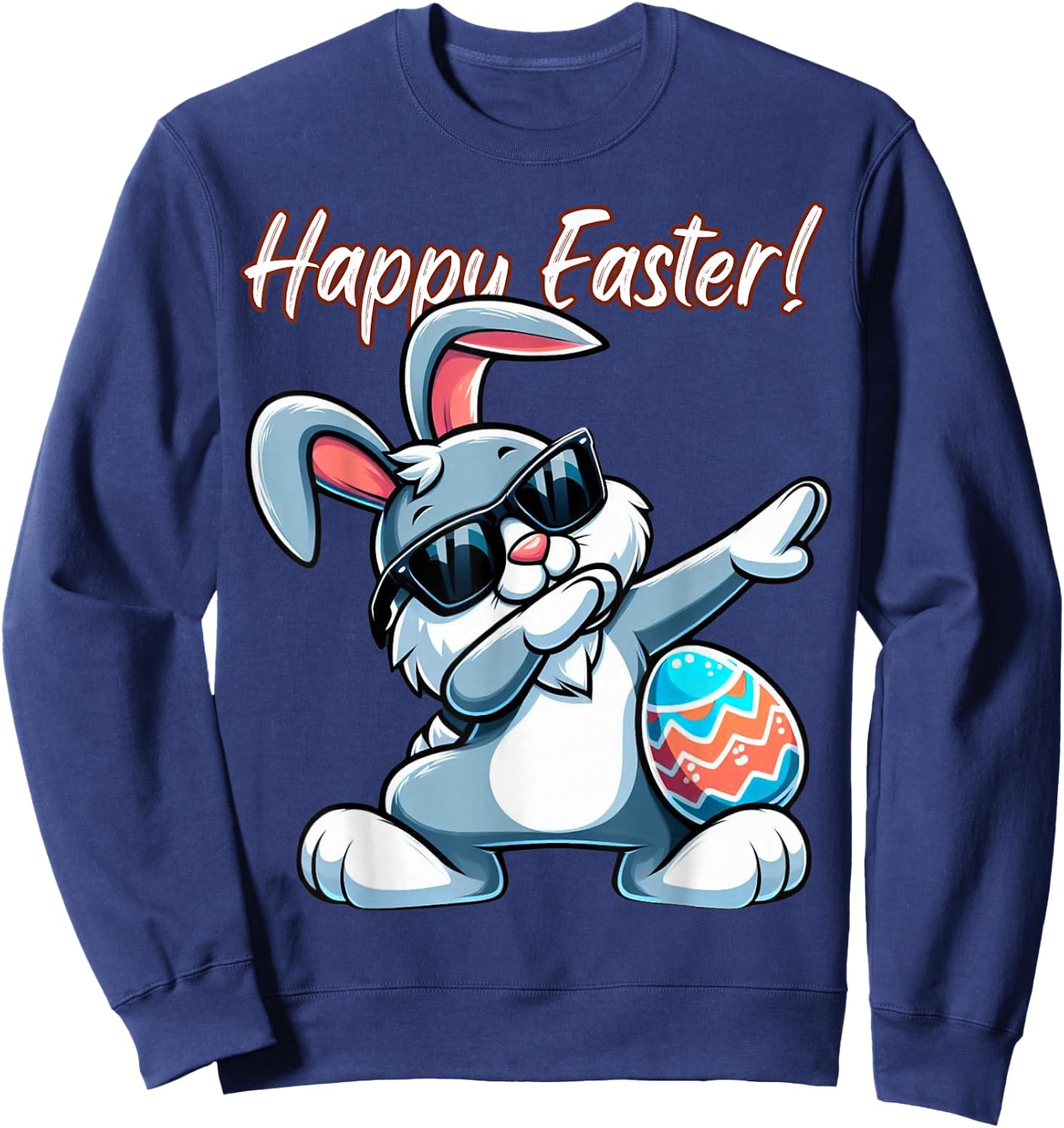Dabbing Rabbit Easter Eggs Dab Boys Girls Kids Bunny Sweatshirt - Sweatshirt | Navy