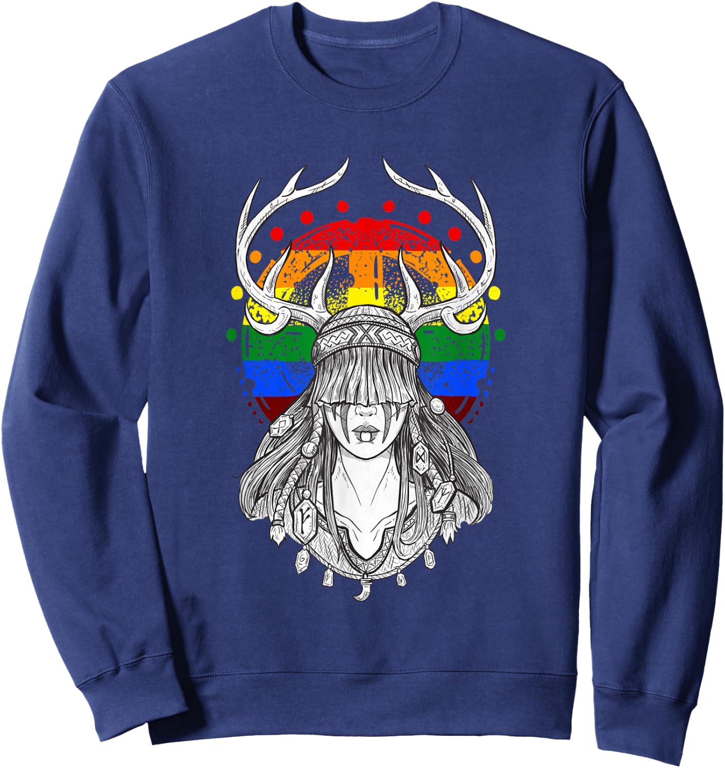 Nordic Shaman girl heilung lgbt shirt Sweatshirt - Sweatshirt | Navy