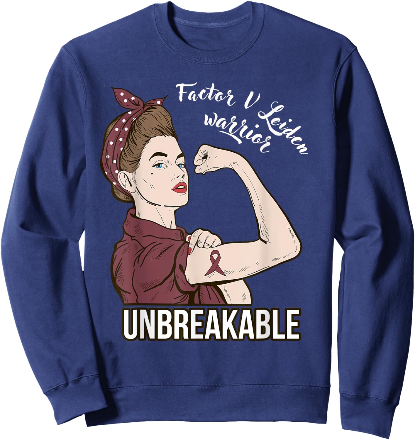 Factor V Leiden Awareness Warrior Unbreakable Her Support Sweatshirt - Sweatshirt | Navy
