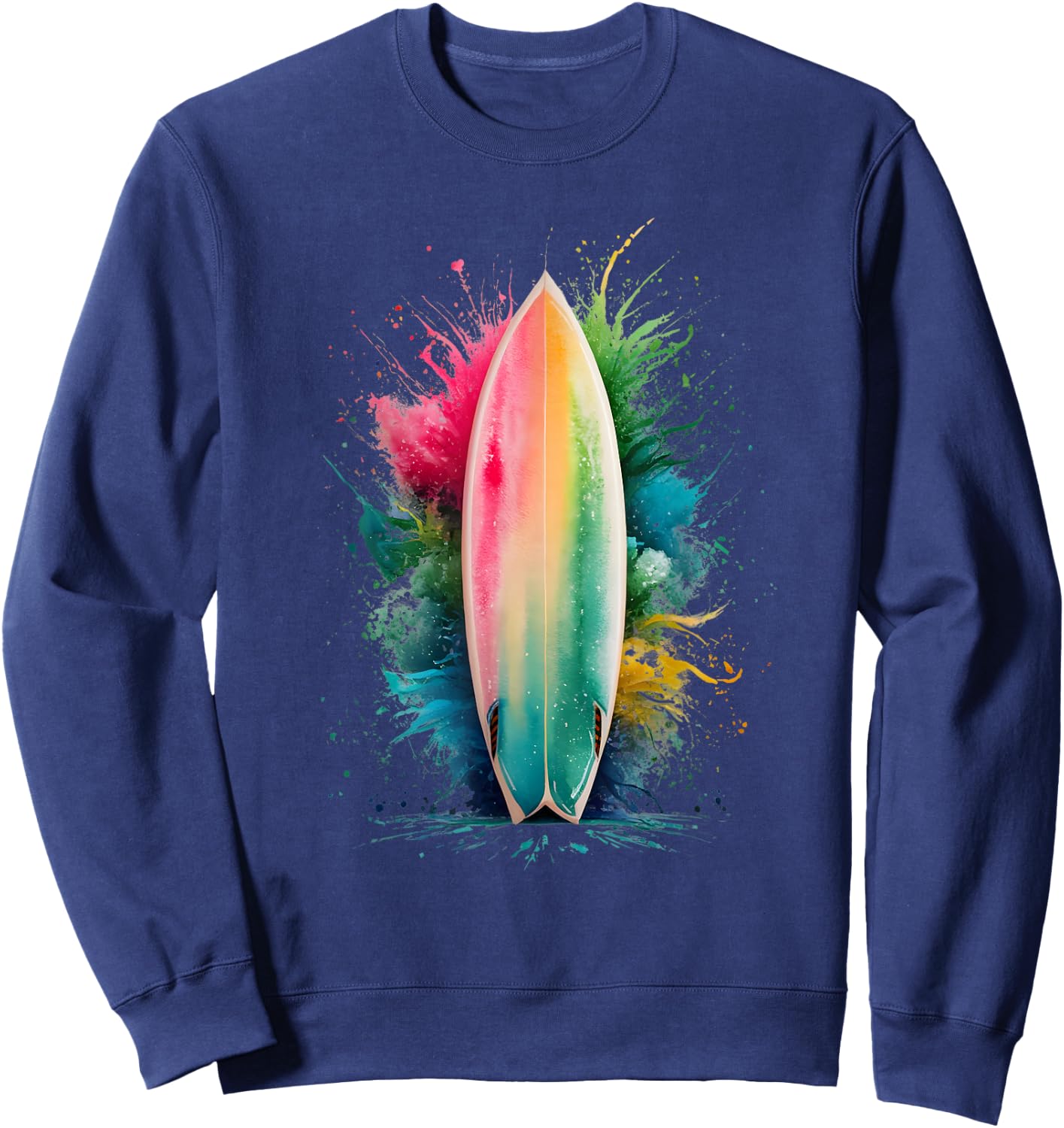 Surfer Herren Damen Bunt Aquarell Surfen Sweatshirt - Sweatshirt | Navy