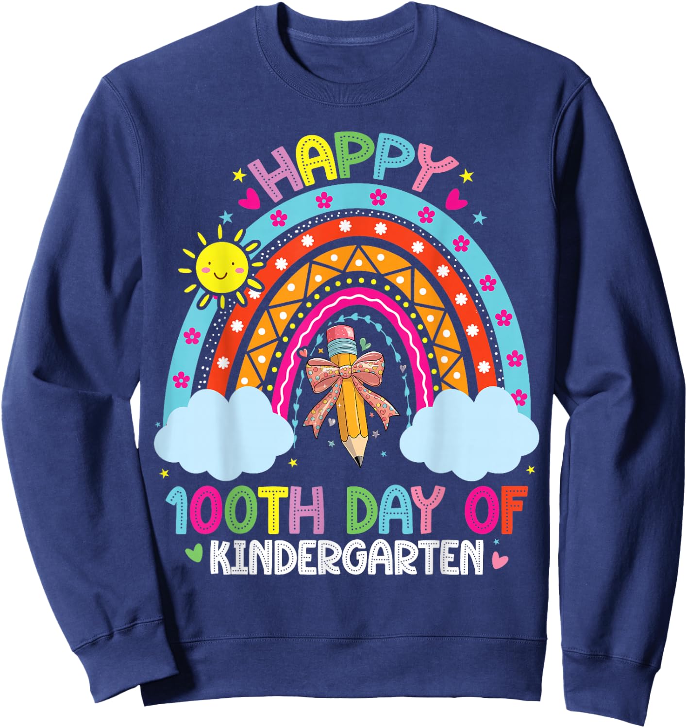 100th Day Of Kindergarten Funny 100 Days Of School Teacher Sweatshirt - Sweatshirt | Navy