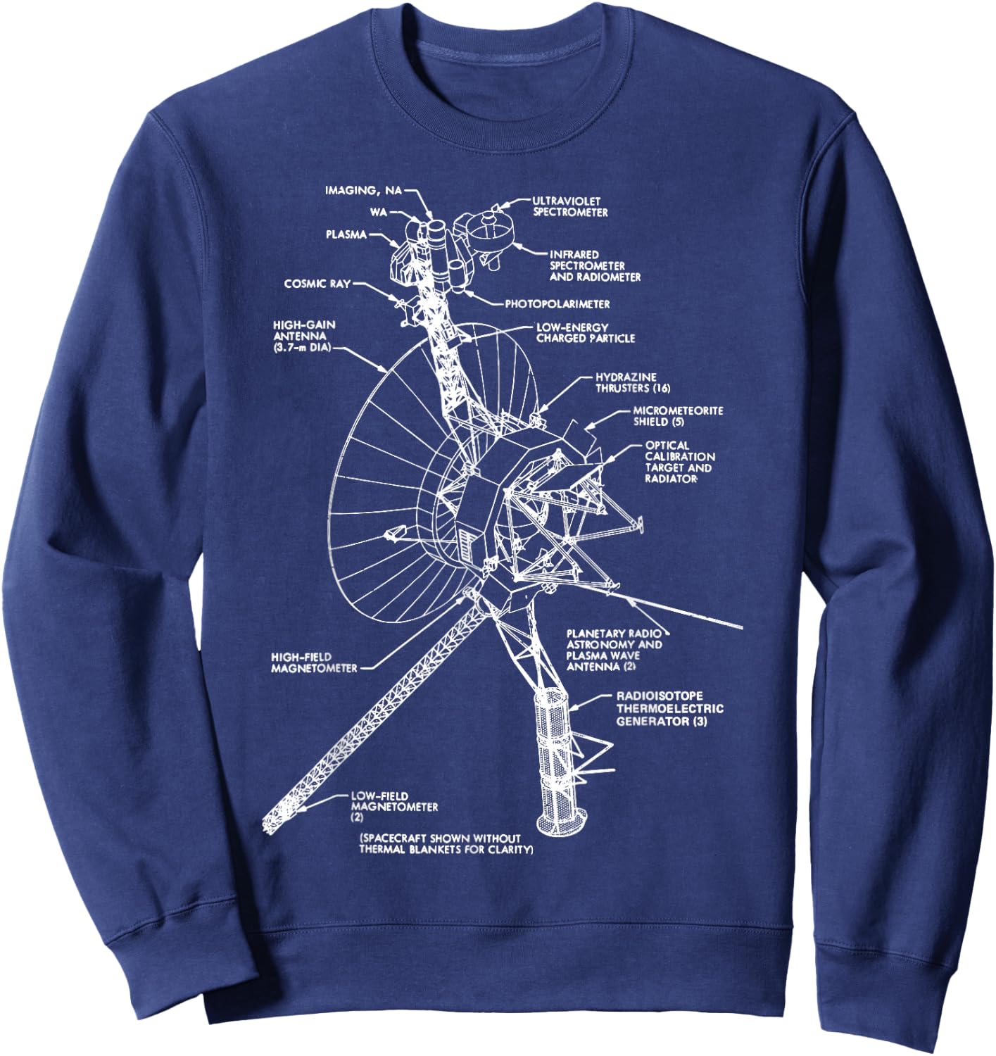 Space Satellite Antenna Diagram Chart Blueprint Retro Gift Sweatshirt - Sweatshirt | Navy