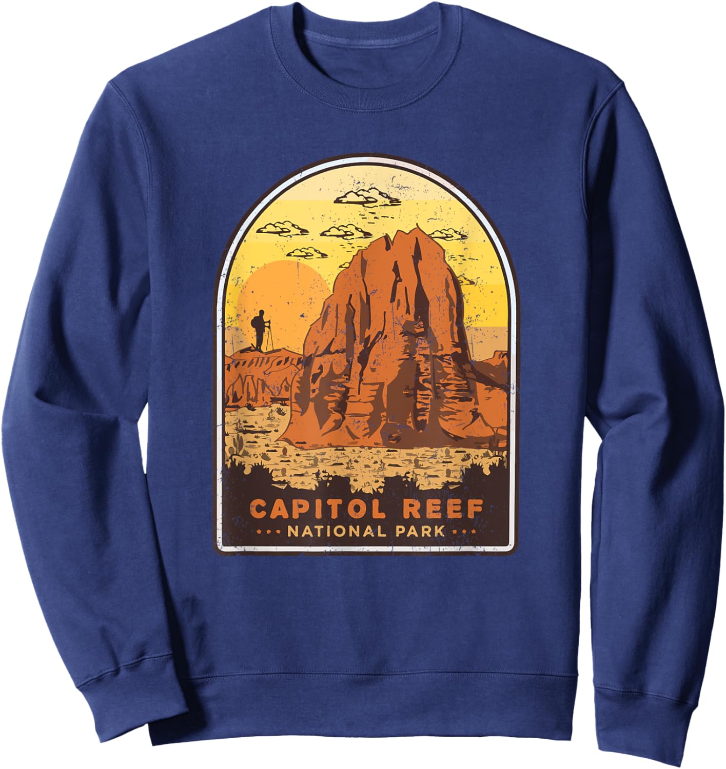 Vintage Capitol Reef National Park Utah Hiking Travel Sweatshirt - Sweatshirt | Navy