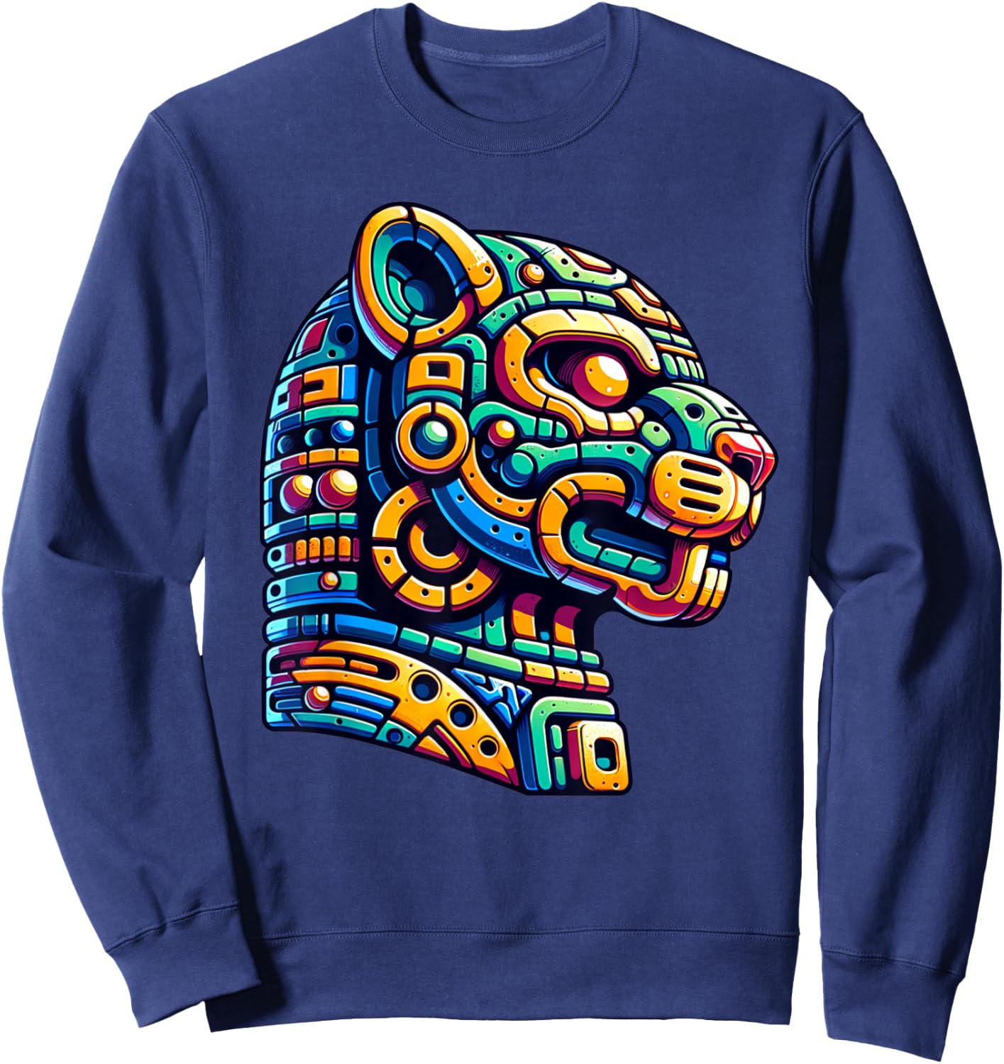 Aztec Symbol Of Strength Mayan Jaguar And Mexican Mythology Sweatshirt - Sweatshirt | Navy