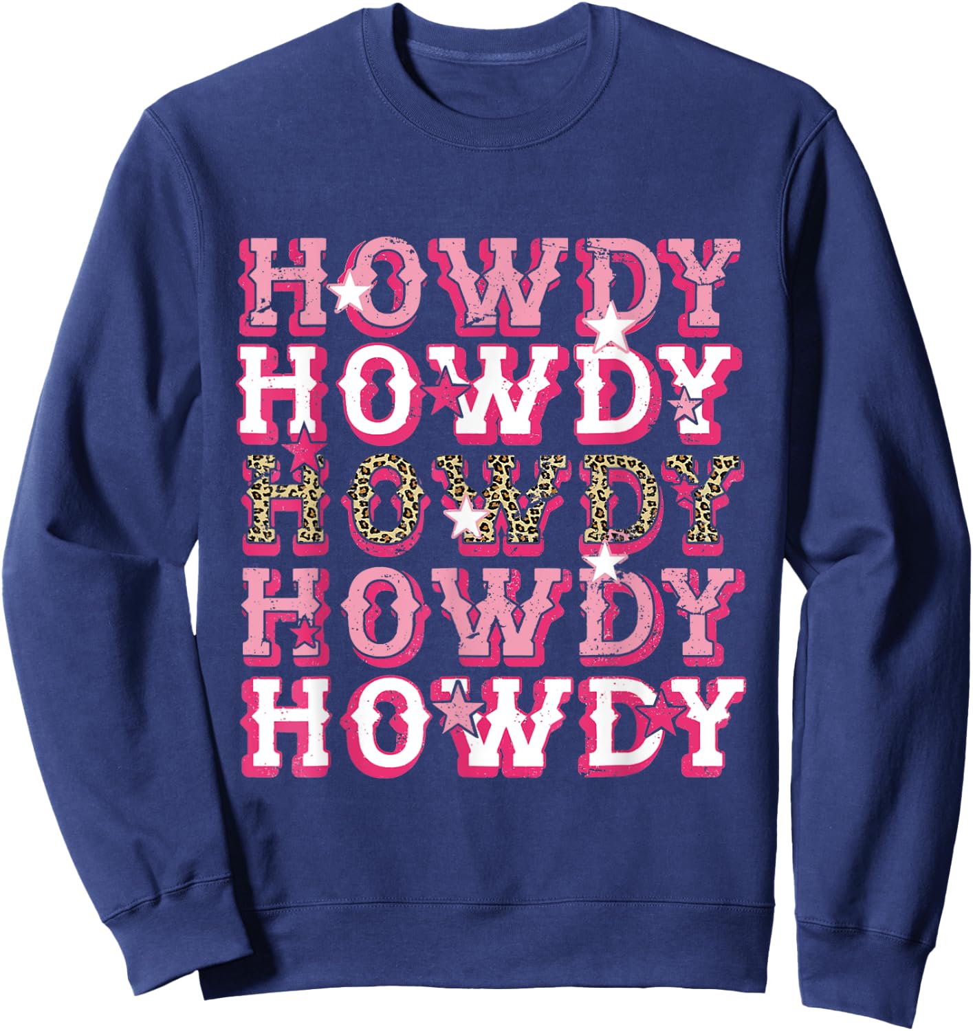 Vintage Leopard Howdy Rodeo Western Country Southern Cowgirl Sweatshirt - Sweatshirt | Navy